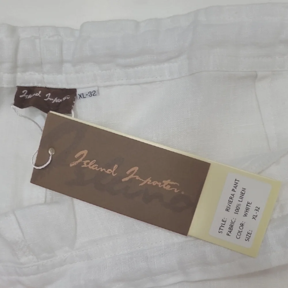 Island Importer Riviera Linen Crop Drawstring Pants Wide Leg High Waist Rise